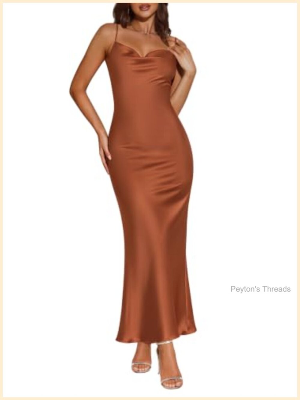 Women's Satin Silk Midi Dress Cowl Neck Backless Formal Wedding Guest